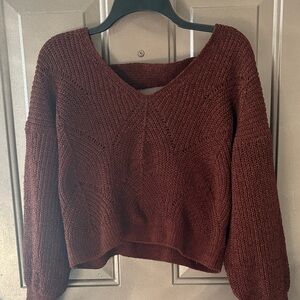 Chocolate Brown Women's V-Neck Knit Sweater - NWOT